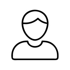 Simple Line Drawing Icon of Person with Short Hair and Rounded Head