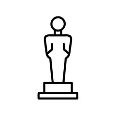Simple Oscar statuette line art illustration representing an award achievement and recognition