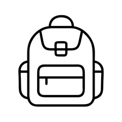 Simple Black and White Line Art Depiction of a Backpack or Rucksack