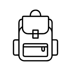 A simple outlined drawing of a backpack for school or travel