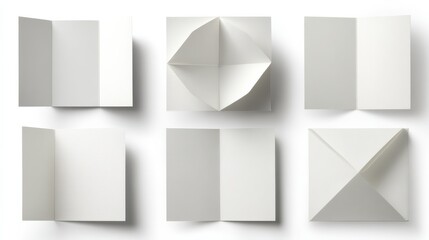 collection of. various folded cards on white background. each one is shot separately, no logos, no brands