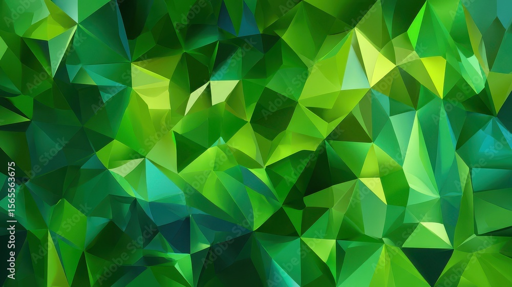 Poster abstract background of triangular patterns in green colors. low poly wallpaper