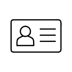 Simple black and white icon representing a blank identity card design