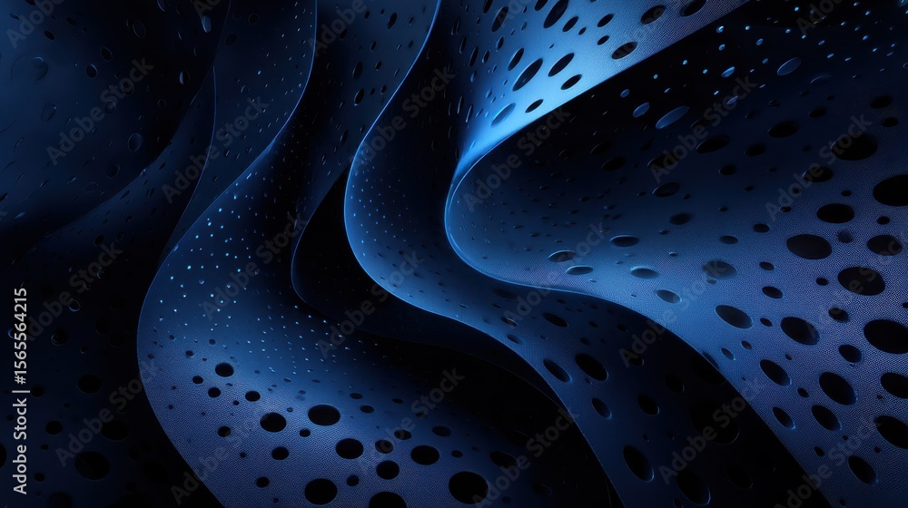 Aufkleber blue perforated material flows smoothly with abstract design theme.
