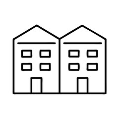 Simple Black and White Line Art Illustration of Two Houses Side by Side