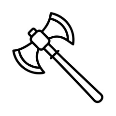 Simple line drawing of a double bladed axe, likely a battle axe
