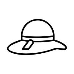 Stylized summer hat with a wide brim and a ribbon accent