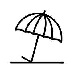 Simple black and white drawing of an umbrella on the ground line