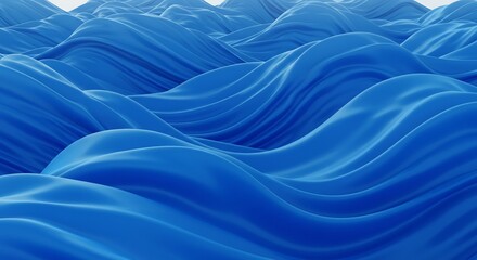 Dynamic Blue Fabric Waves, Abstract 3D Render