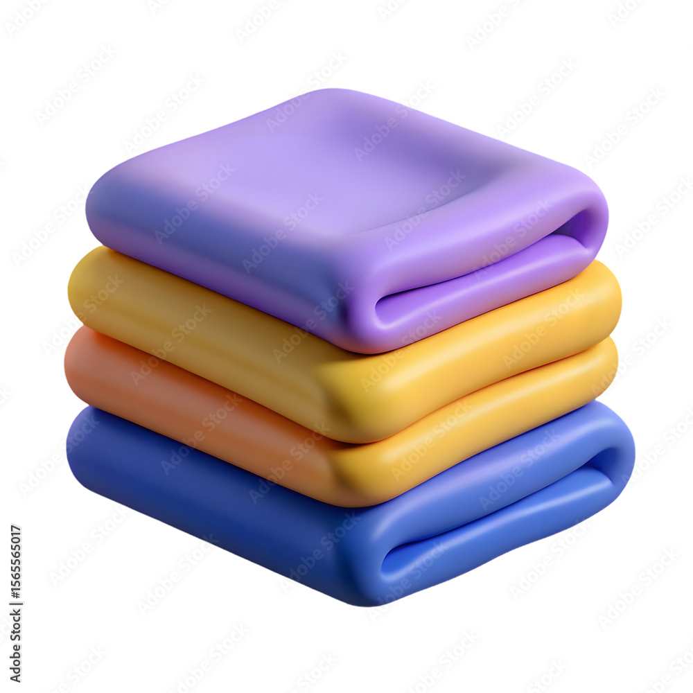 Aufkleber a stack of colorful folded towels isolated on transparent background