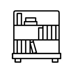 Stylized depiction of a bookshelf with books, rendered as a simple icon