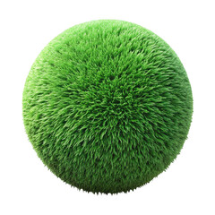 A spherical globe covered in lush green grass blades