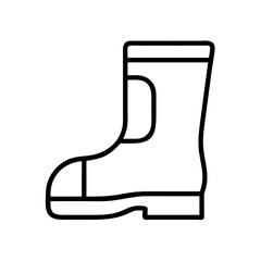 Simple line art depiction of a rubber boot suitable for wet weather
