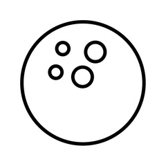 A simple vector graphic depiction of a bowling ball with finger holes