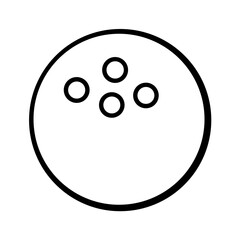 Simplified black and white vector illustration of a bowling ball with finger holes