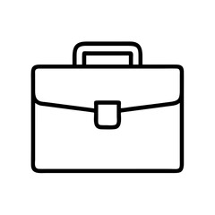 Minimalist business briefcase vector graphic in black and white outline style