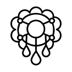 Obraz premium Abstract Floral Design with Droplets, Geometric Pattern, and Black Outline