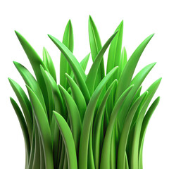 Lush green grass blades on a transparent background