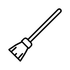 Simple Line Art Illustration of a Broom for Cleaning Purposes