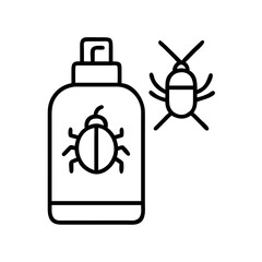 Pest Control Spray Bottle with Insect Illustration Design in Black and White