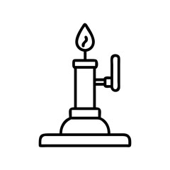 Stylized Bunsen Burner Illustration with Bold Outline and Minimalist Design