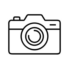 Minimalist camera icon with circular lens design ideal for photography blogs