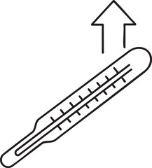 Rising Temperature Line Art Icon Illustrating Fever and Sickness Health Concerns and Medical Attention Needed Minimalist Design