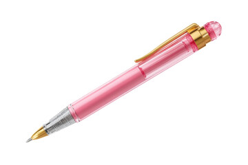 PNG Pink ballpoint pen with gold clip on black background