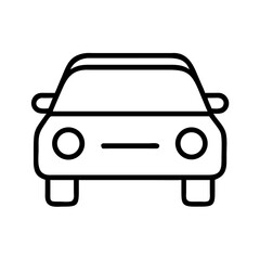 Simple black and white car front outline icon for web design