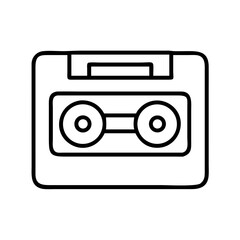 Simplified line art illustration of vintage audio cassette for retro design