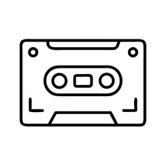 Simple line art illustration of an audio cassette tape from the past