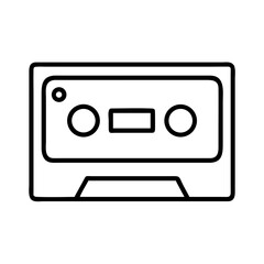 Simple Line Drawing of a Retro Audio Cassette Tape Design Icon