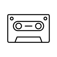 Retro audio cassette tape in simple vector outline style illustration