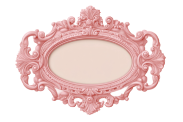 PNG Ornate pink oval baroque frame with intricate floral detailing