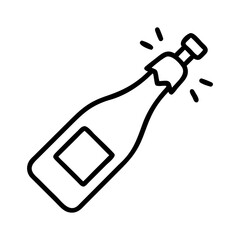 Celebratory champagne bottle popping open outline icon with joyful occasion concept