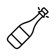 Bold Outline of a Champagne Bottle Popping Open Ready for Celebration