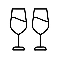 Two wine glasses with liquid, minimalist black and white illustration art