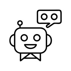 Friendly Robot Chatbot with Speech Bubble Icon, Artificial Intelligence Concept
