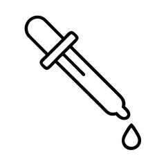 Black outline of a pipette drawing with liquid drop for medical purposes