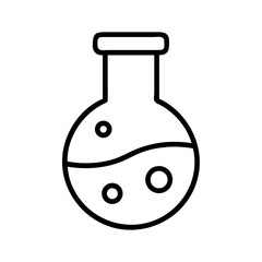 Simple illustration of a round bottom flask with liquid and bubbles