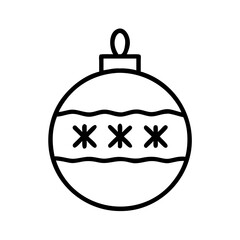 Simple outline of a Christmas tree ornament with snowflake design