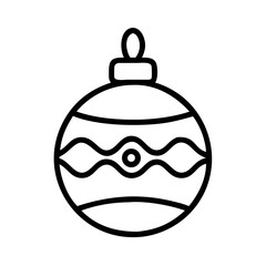 Monochrome image of a decorative bauble with wavy stripe pattern design