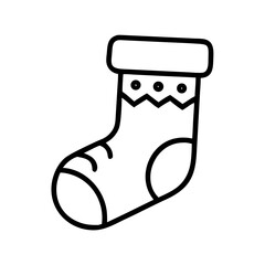 Simple Line Art Christmas Stocking with Decorative Features, Holiday Season