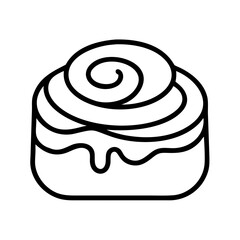 Black and white outline of a delicious looking cinnamon roll dessert
