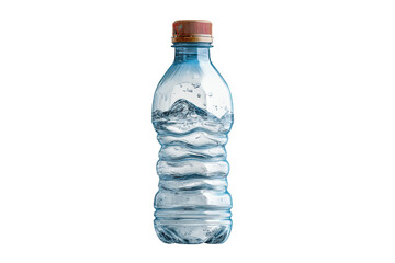 PNG Clear plastic water bottle with blue tint and orange cap on black background