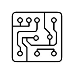 Simplified Microchip Circuit Board Schematic Diagram with Rounded Square Border Design