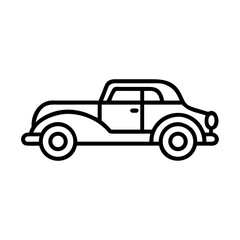 Simple Black and White Outline Illustration of a Vintage Car Design