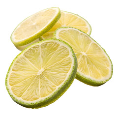 Fresh lime slices isolated on transparent background
