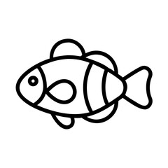 Stylized Clownfish Illustration with Bold Black Outline and White Fill