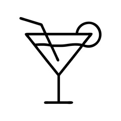 Minimalist cocktail in martini glass with straw and citrus garnish